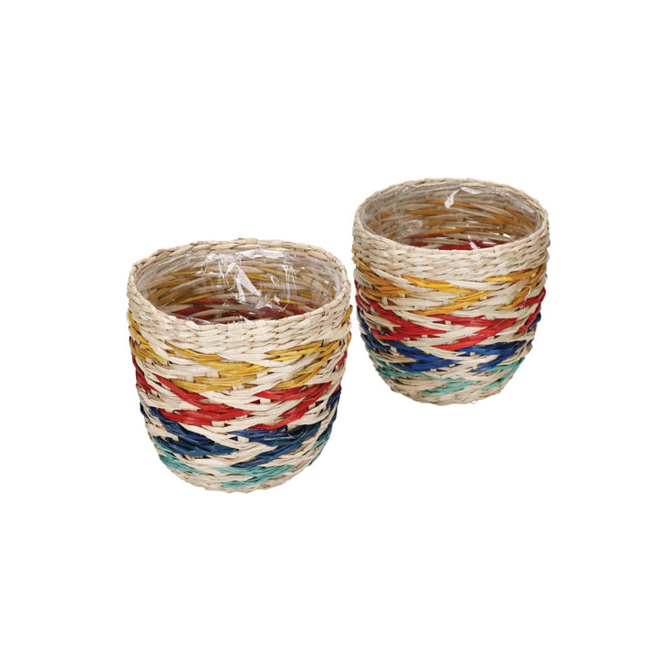KitchenCraft Rainbow Stripe Seagrass Planters Set