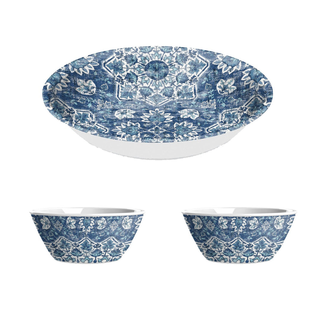 Atlantic Blue Melamine Salad Bowl & Low Bowls Set