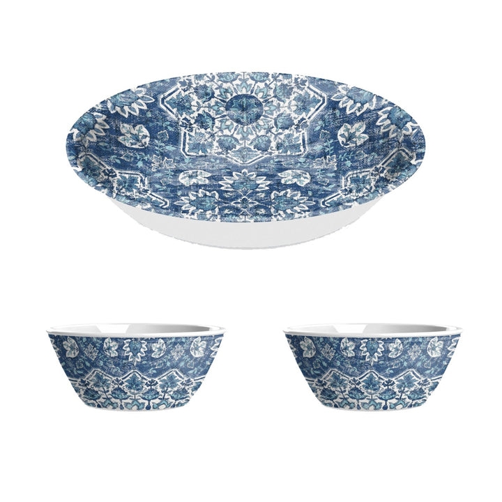 Atlantic Blue Melamine Salad Bowl & Low Bowls Set