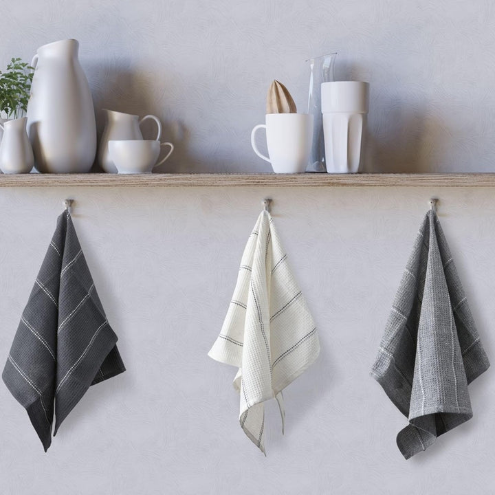 Le Chateau Waffle Tea Towels Set - Grey