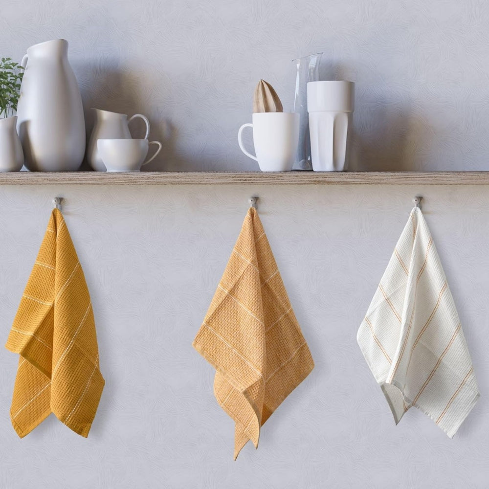 yellow and white striped patterns.