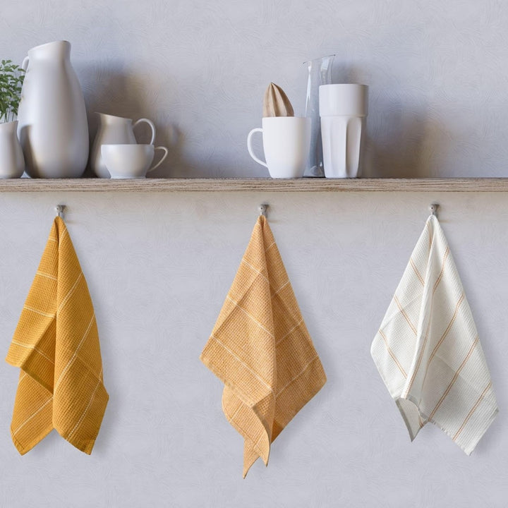 yellow and white striped patterns.