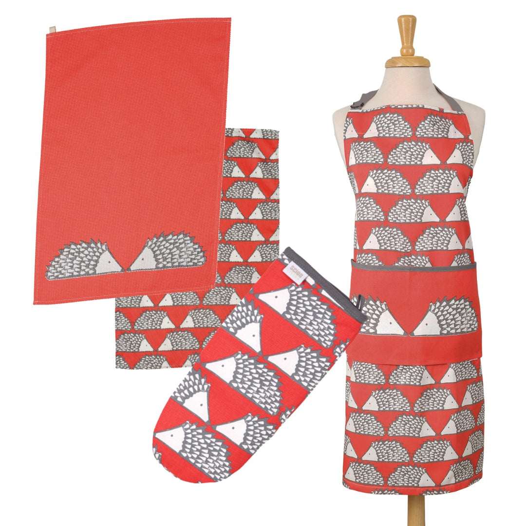 Scion Spike Apron, Tea Towels & Oven Gauntlet Set - Red