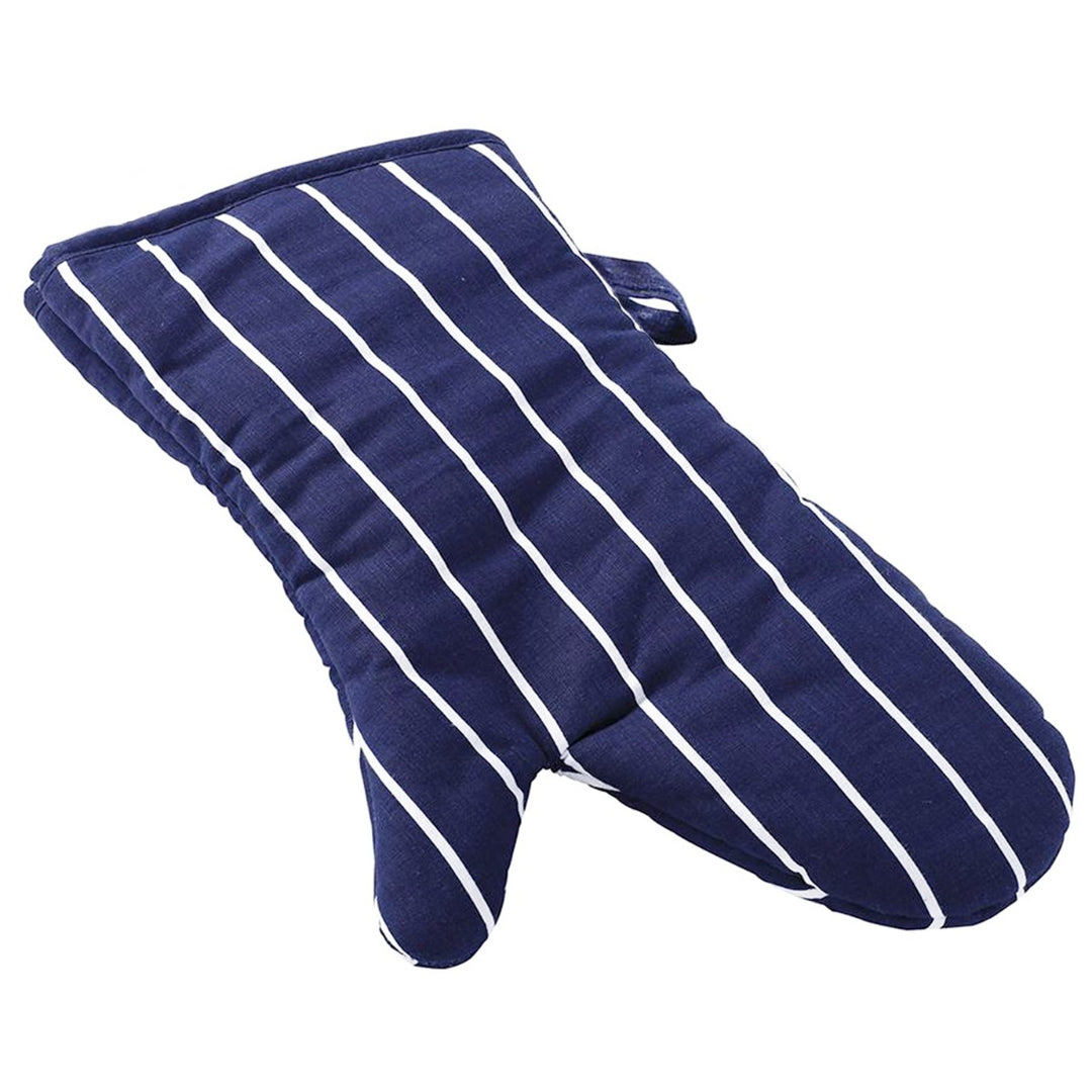 Stow Green Navy Butchers Stripe Oven Gauntlet