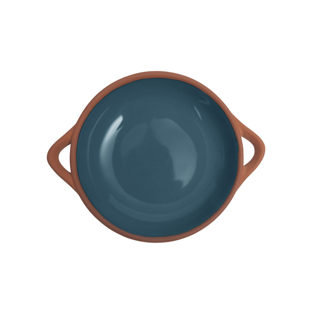 small blue terracotta tapas dish