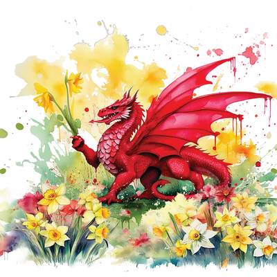 Floral Welsh Dragon