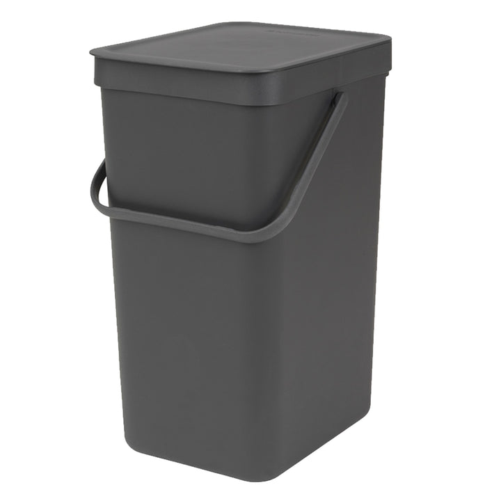 Brabantia Sort & Go Dark Grey Kitchen Recycling Bin - 16L Size