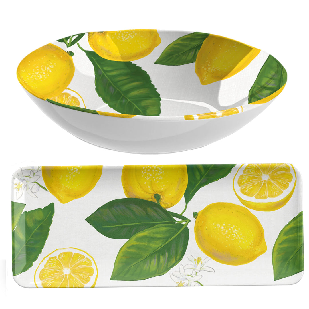 Lemon Fresh Melamine Salad & Nibbles Serving Set
