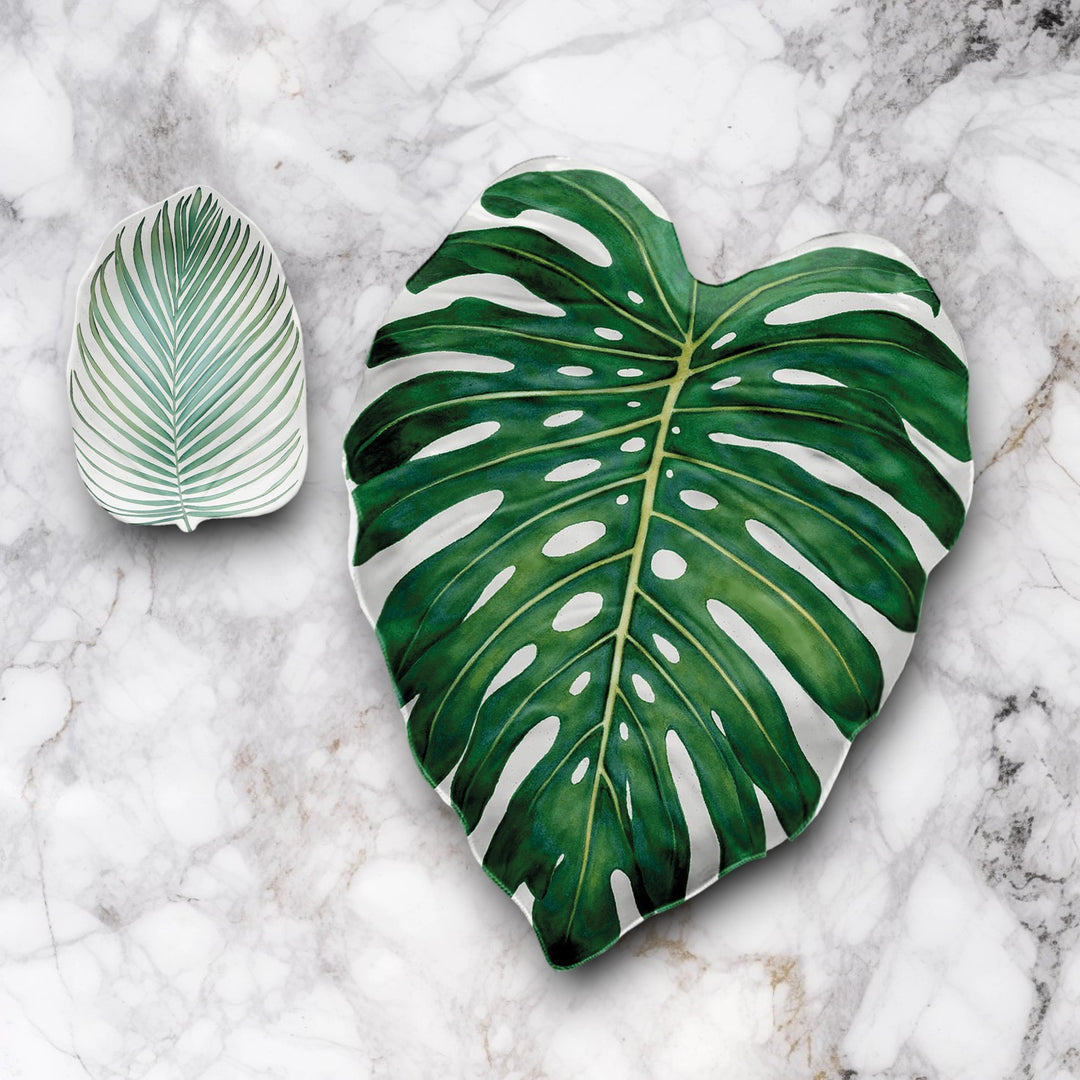 Amazon Floral Melamine Monstera Leaf Platter