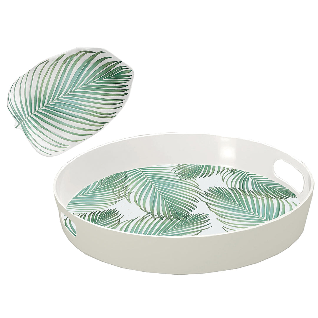 Amazon Floral Melamine Leaf Platter & Tray Set