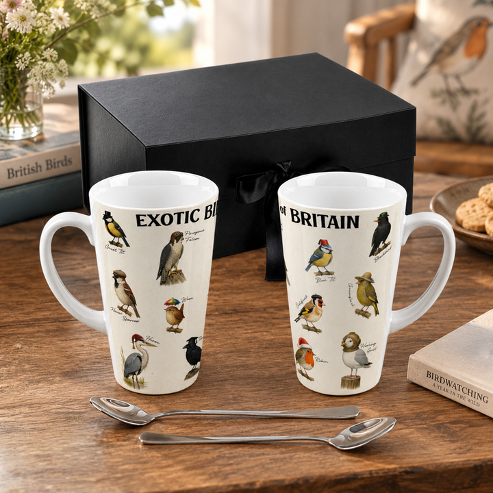 Purely Home Exotic Birds of Britain Latte Mug Gift Box Set