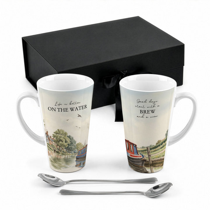 Purely Home Canal Boating Latte Mug Gift Box Set