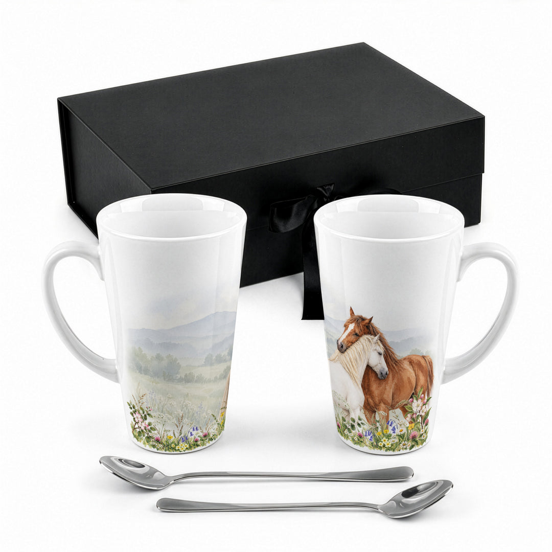 Purely Home Hugging Horses Latte Mug Gift Box Set