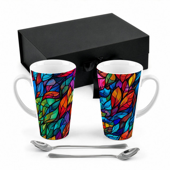 Purely Home Stained Glass Print Latte Mug Gift Box Set
