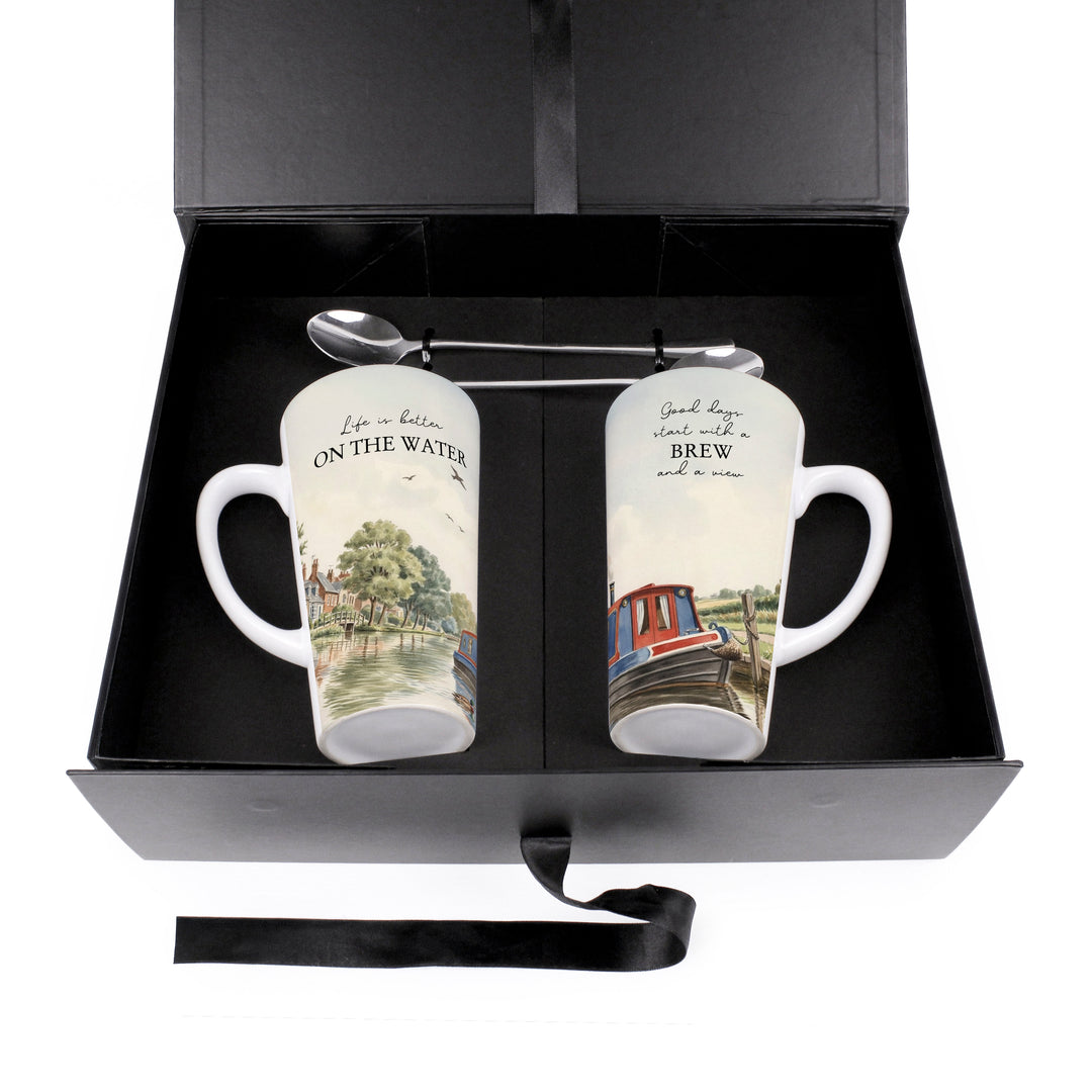 Purely Home Canal Boating Latte Mug Gift Box Set