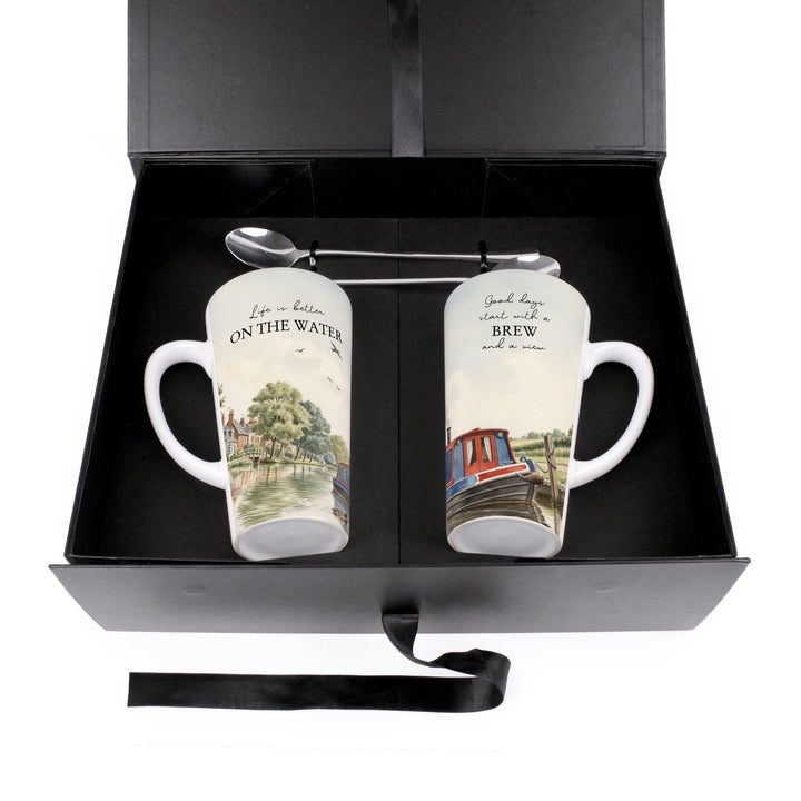 Purely Home Canal Boating Latte Mug Gift Box Set