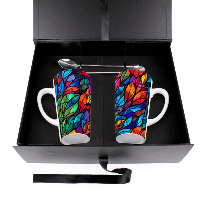 Purely Home Stained Glass Print Latte Mug Gift Box Set