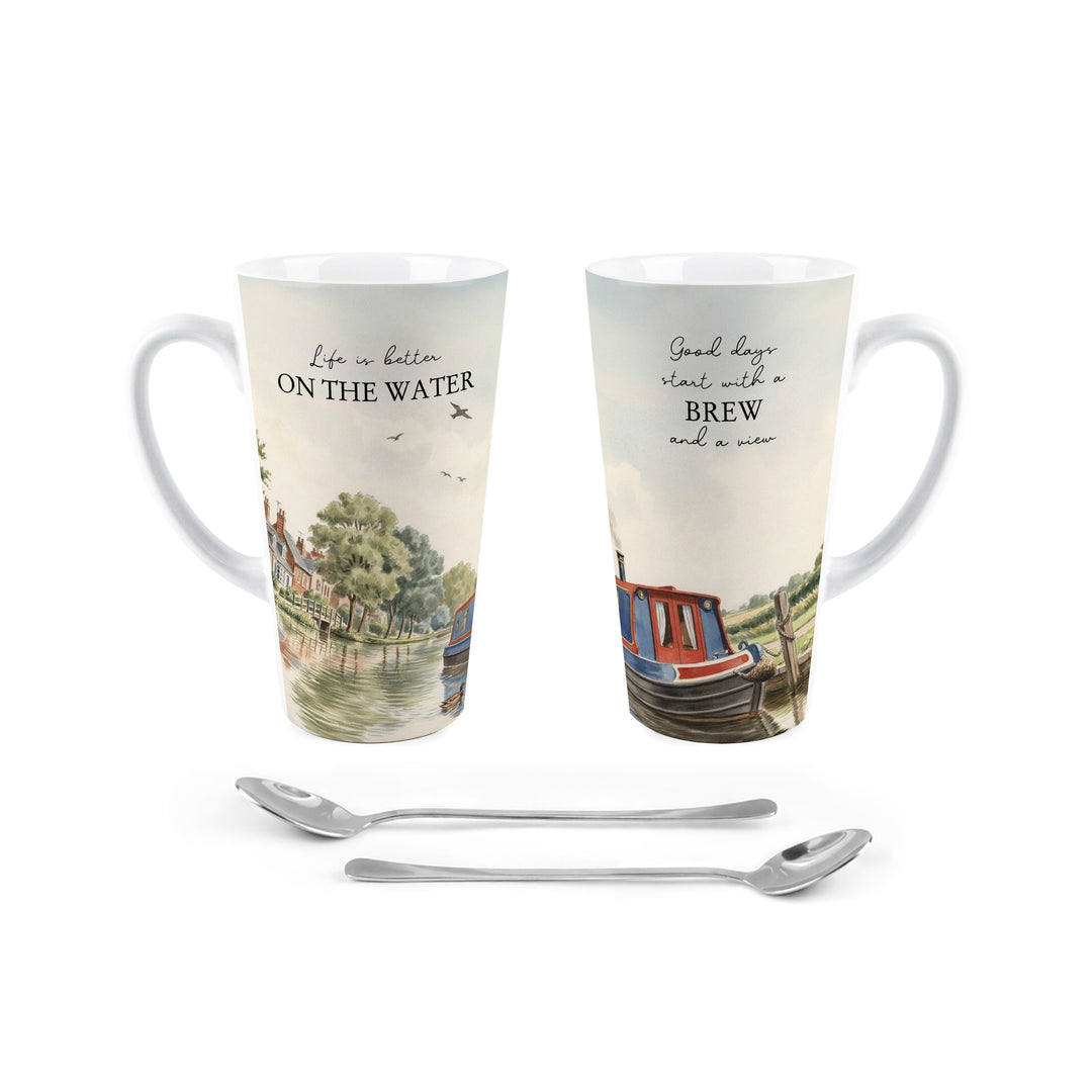 Purely Home Canal Boating Latte Mug Gift Box Set