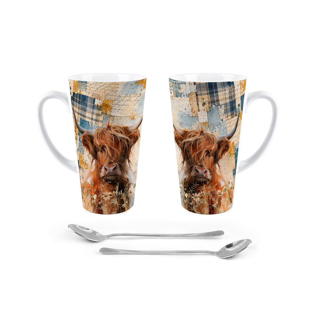 Purely Home Rustic Highland Cow Latte Mug Gift Box Set