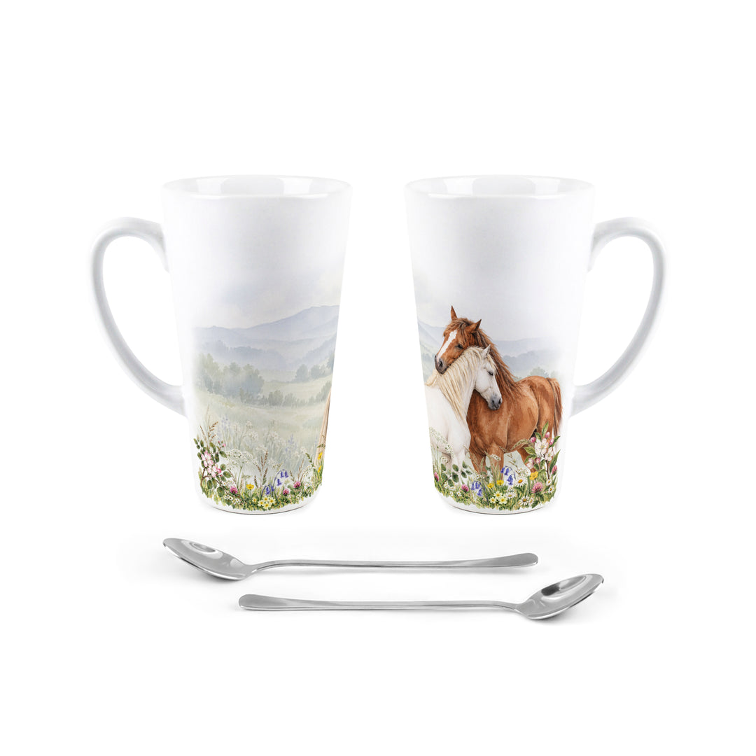 Purely Home Hugging Horses Latte Mug Gift Box Set