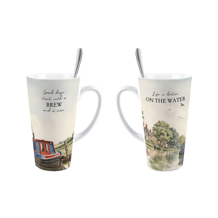 Purely Home Canal Boating Latte Mug Gift Box Set