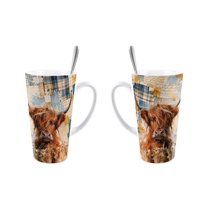 Purely Home Rustic Highland Cow Latte Mug Gift Box Set