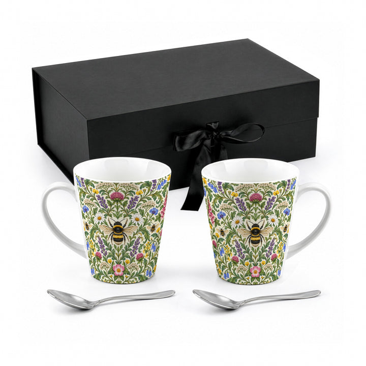 Purely Home Botanical Bumblebees Latte Mug Gift Box Set