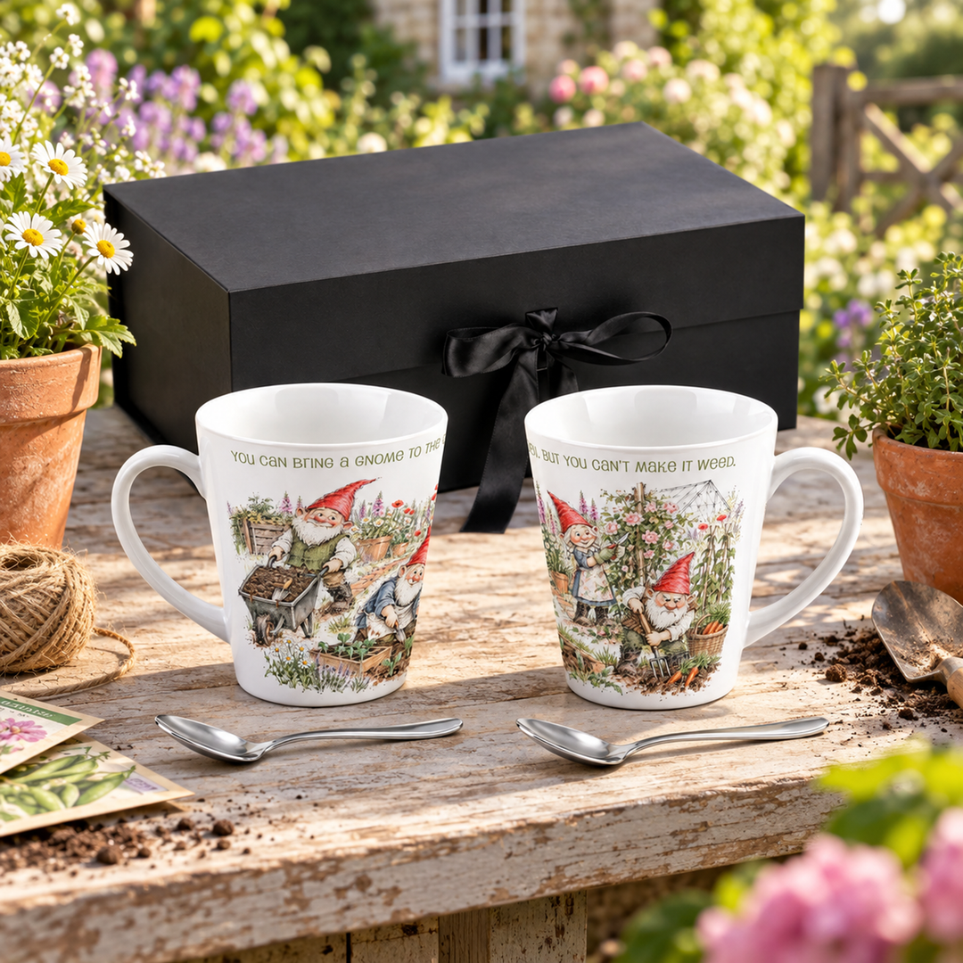Purely Home Gardening Gnomes Latte Mug Gift Box Set