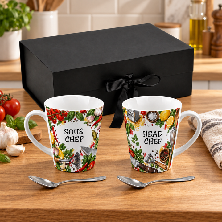Purely Home Head & Sous Chef Latte Mug Gift Box Set