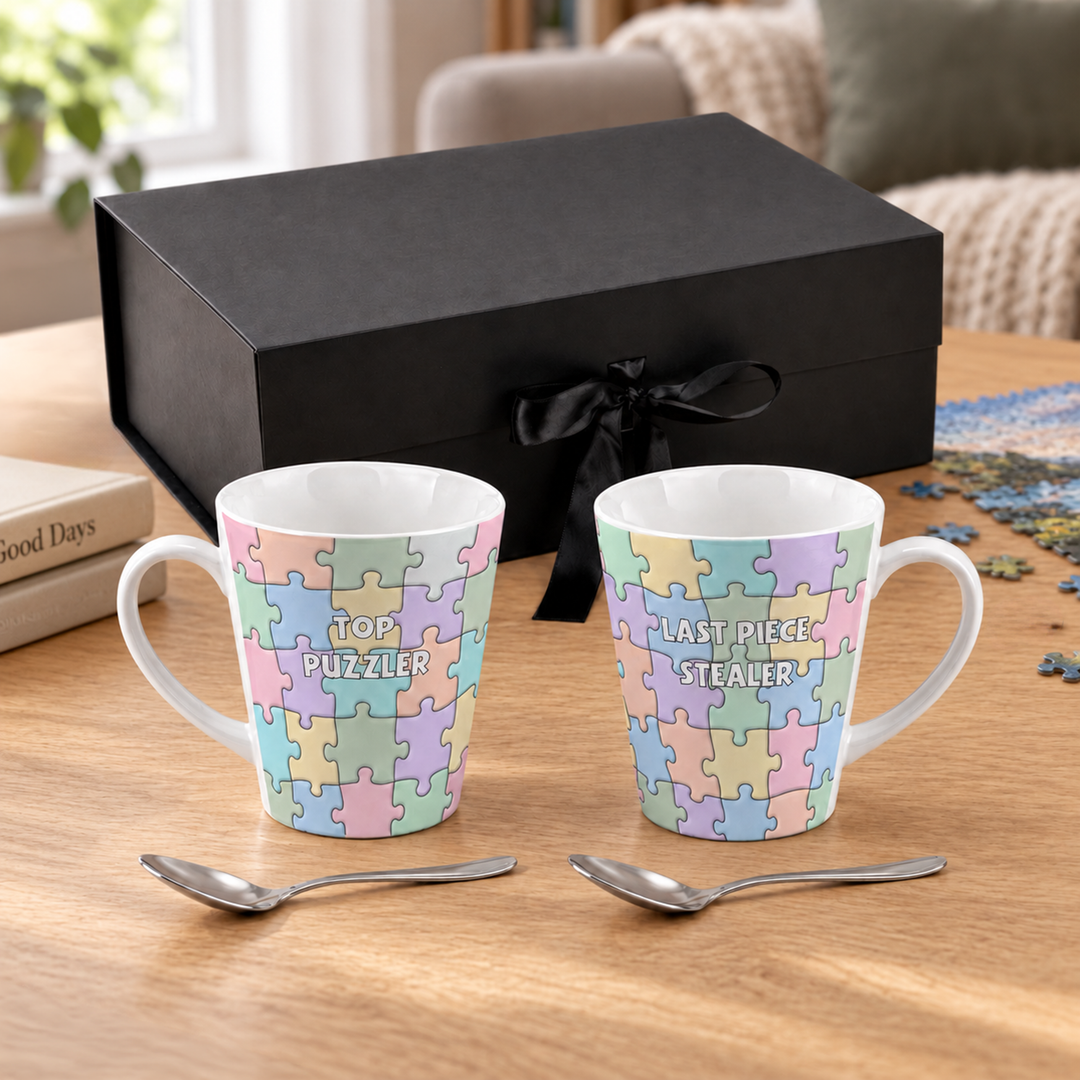 Purely Home Novelty Puzzle Lovers Latte Mug Gift Box Set