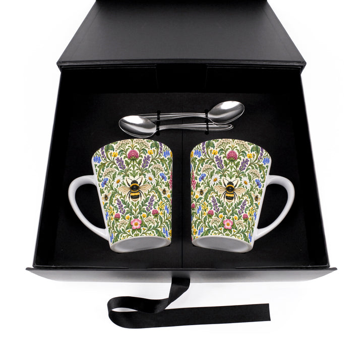 Purely Home Botanical Bumblebees Latte Mug Gift Box Set