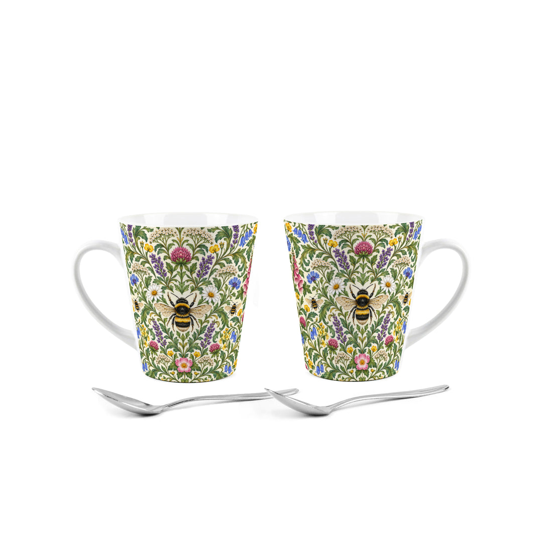 Purely Home Botanical Bumblebees Latte Mug Gift Box Set