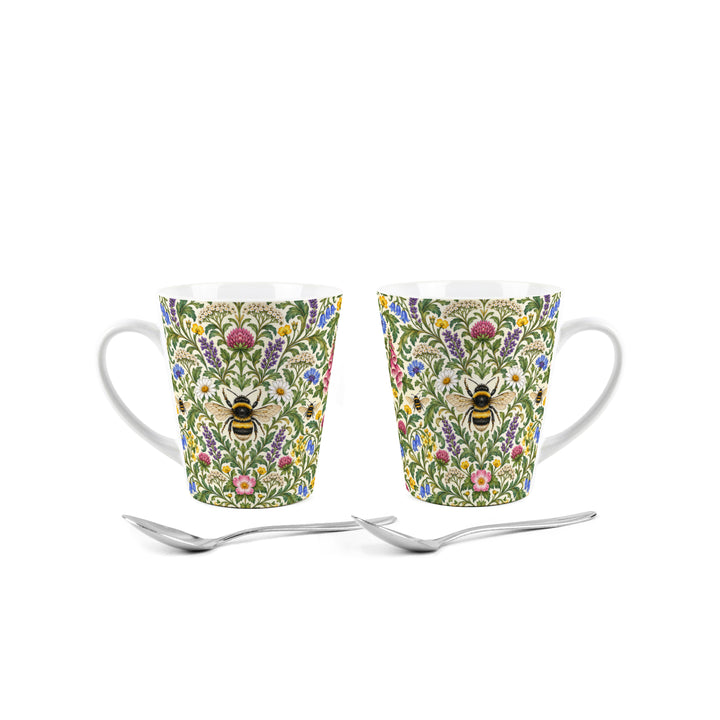 Purely Home Botanical Bumblebees Latte Mug Gift Box Set