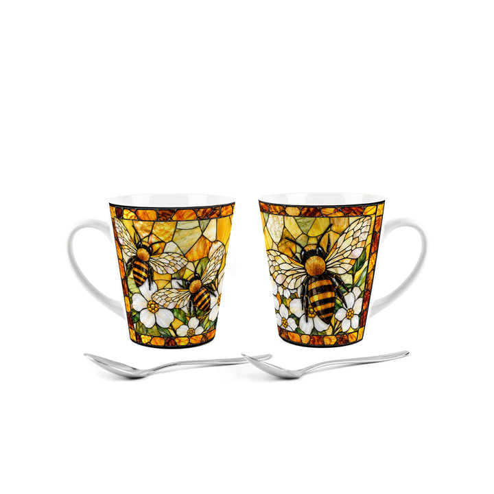 Purely Home Stained Glass Bees Latte Mug Gift Box Set