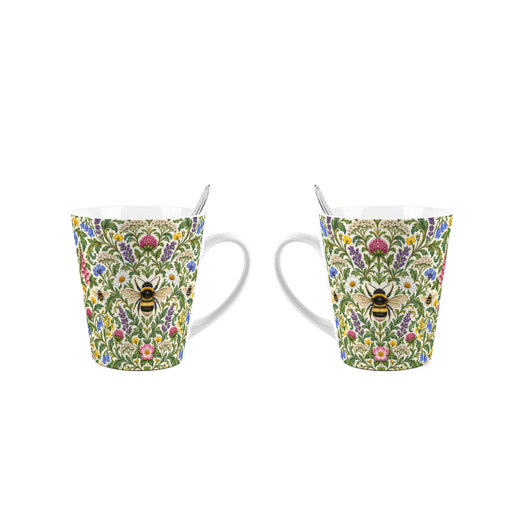 Purely Home Botanical Bumblebees Latte Mug Gift Box Set