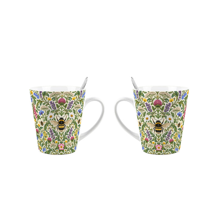 Purely Home Botanical Bumblebees Latte Mug Gift Box Set
