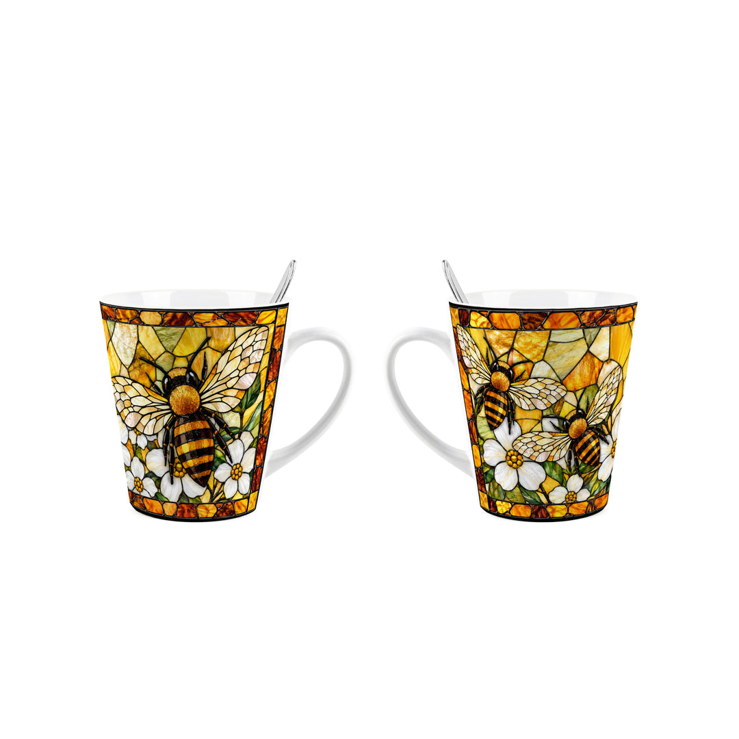 Purely Home Stained Glass Bees Latte Mug Gift Box Set