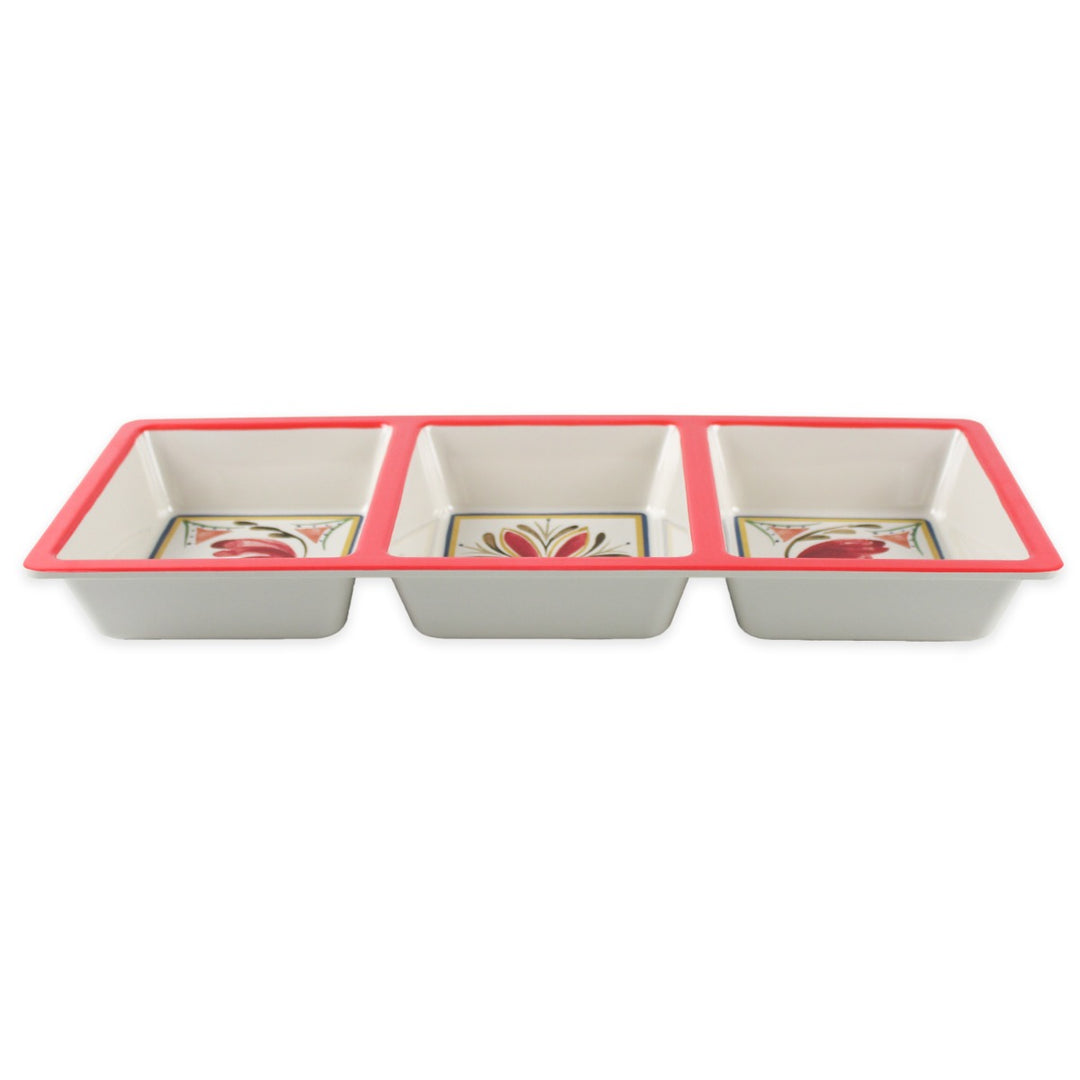 Mediterranean Melamine 3-Section Tray & Salad Serving Set