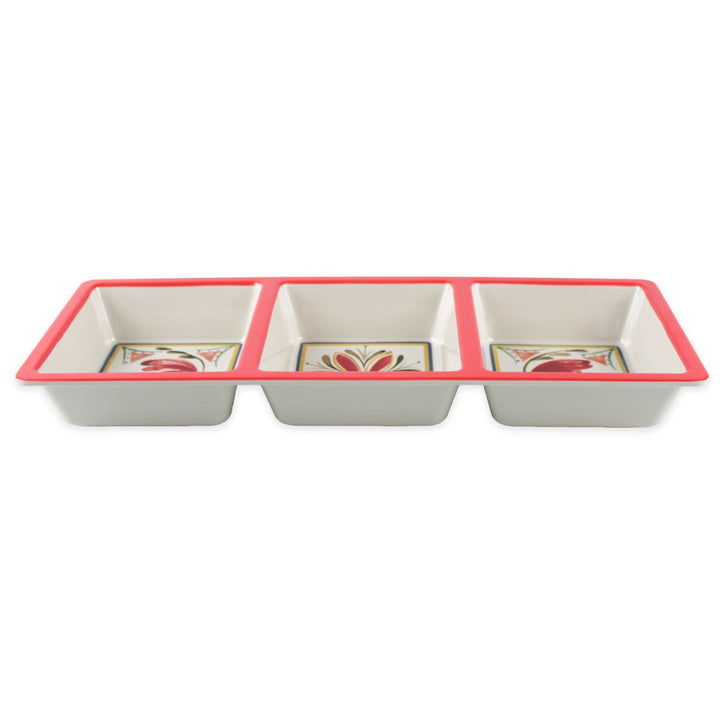 Mediterranean Melamine 3-Section Tray & Salad Serving Set