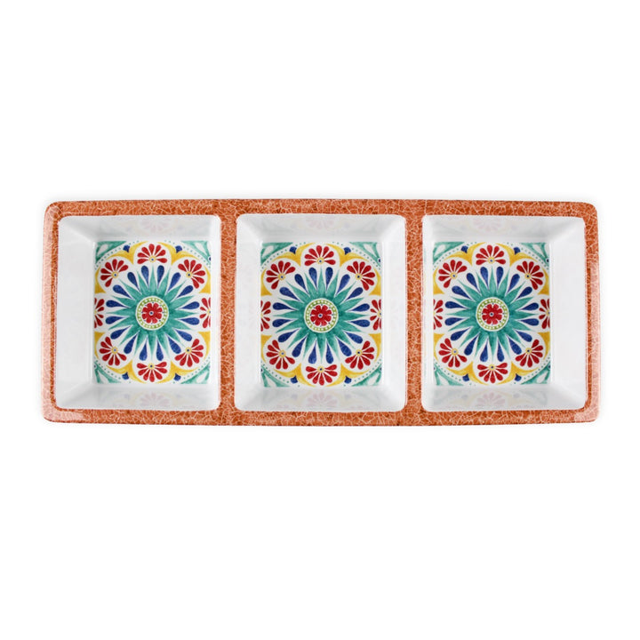 Rio Medallion Melamine 3-Section Serving Tray
