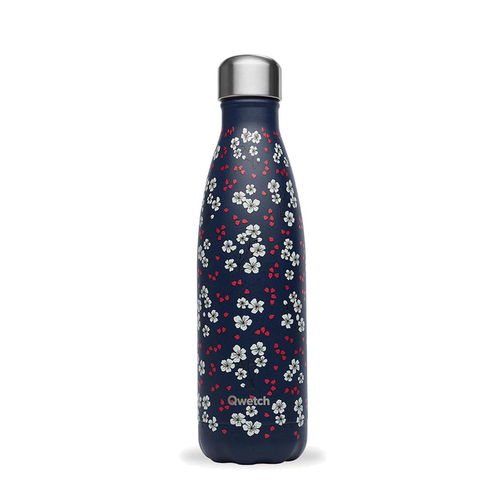 Qwetch Insulated Stainless Steel Bottle - Hanami Blue Floral - 500ml