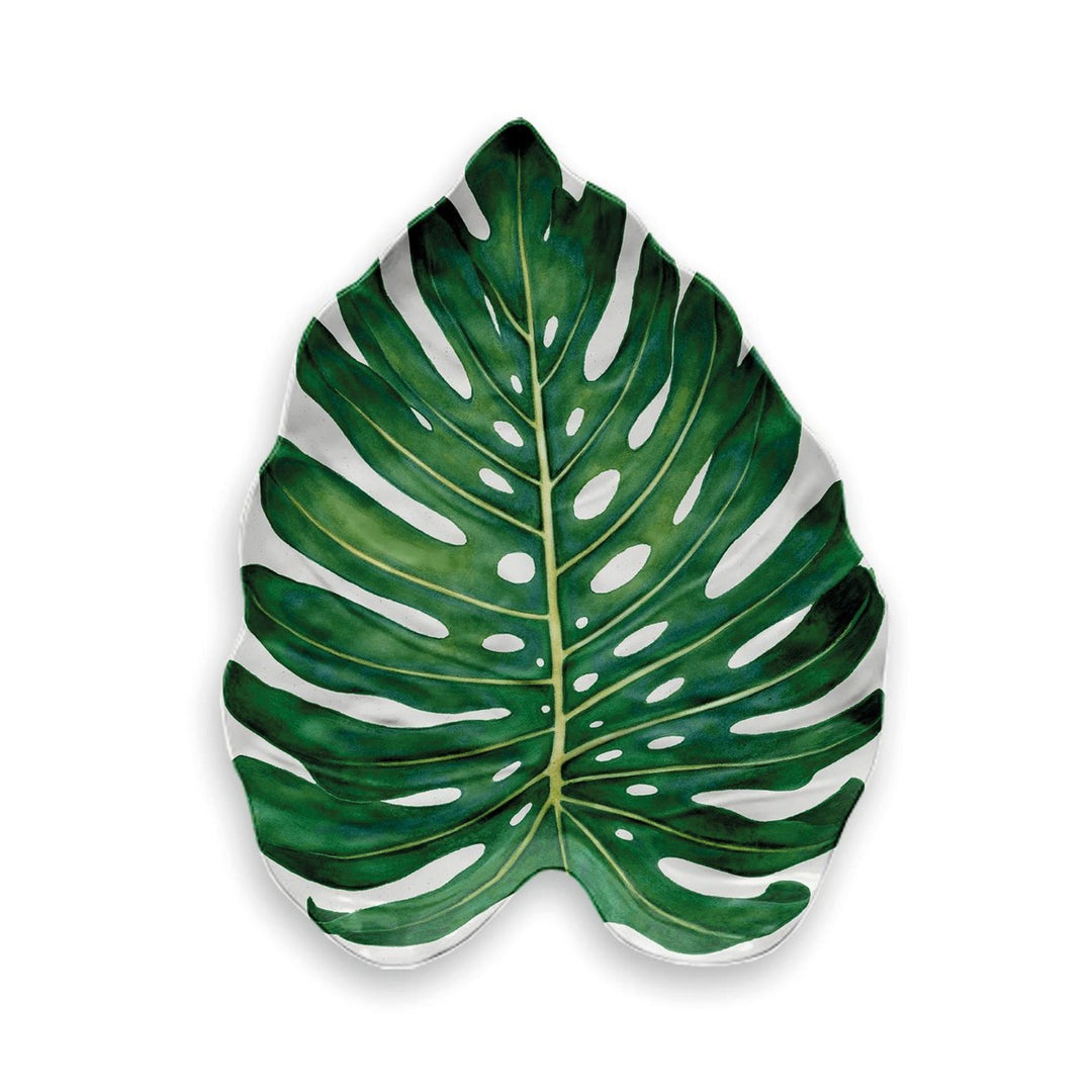 Amazon Floral Melamine Monstera Leaf Platter