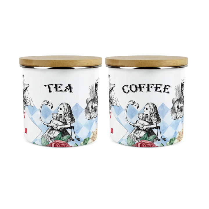 Purely Home Alice's Adventures Enamel Kitchen Canister Sets