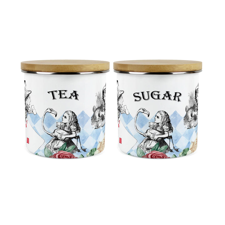 Purely Home Alice's Adventures Enamel Kitchen Canister Sets