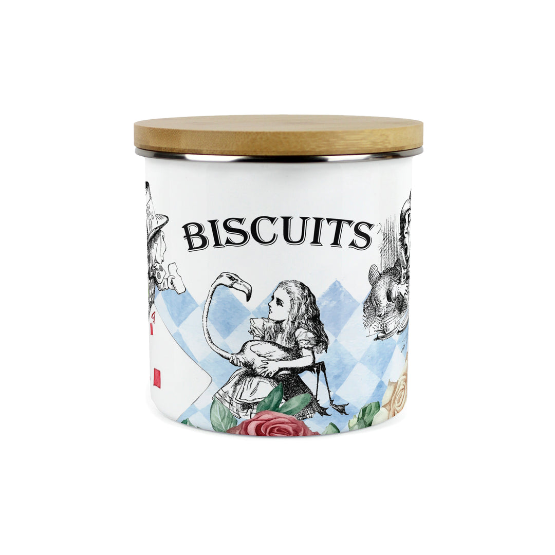 Purely Home Alice's Adventures Enamel Biscuit Canister
