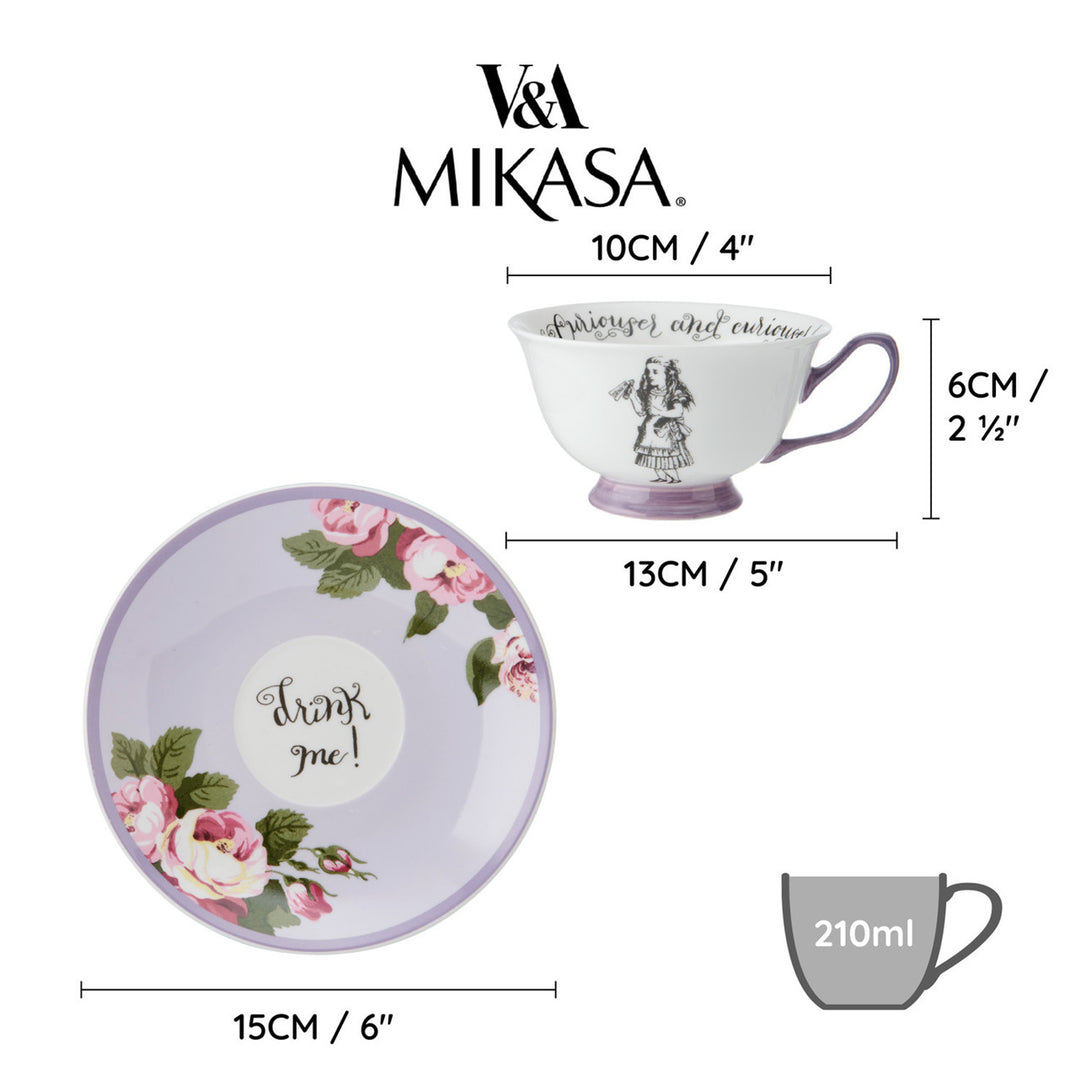 Mikasa x V&A Alice In Wonderland Tea Cup & Saucer