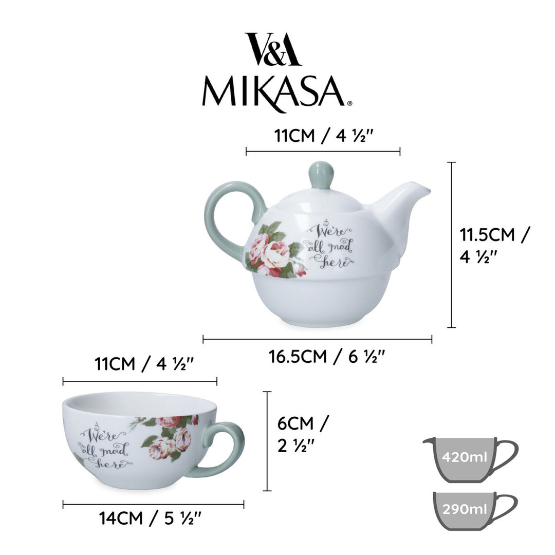 Mikasa x V&A Alice In Wonderland 'Tea For One' Teapot & Cup