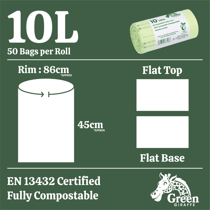 10L Green Giraffe Compostable Kitchen Caddy Liners