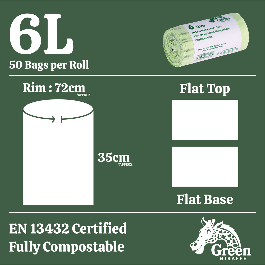 6L Green Giraffe Compostable Kitchen Caddy Liners