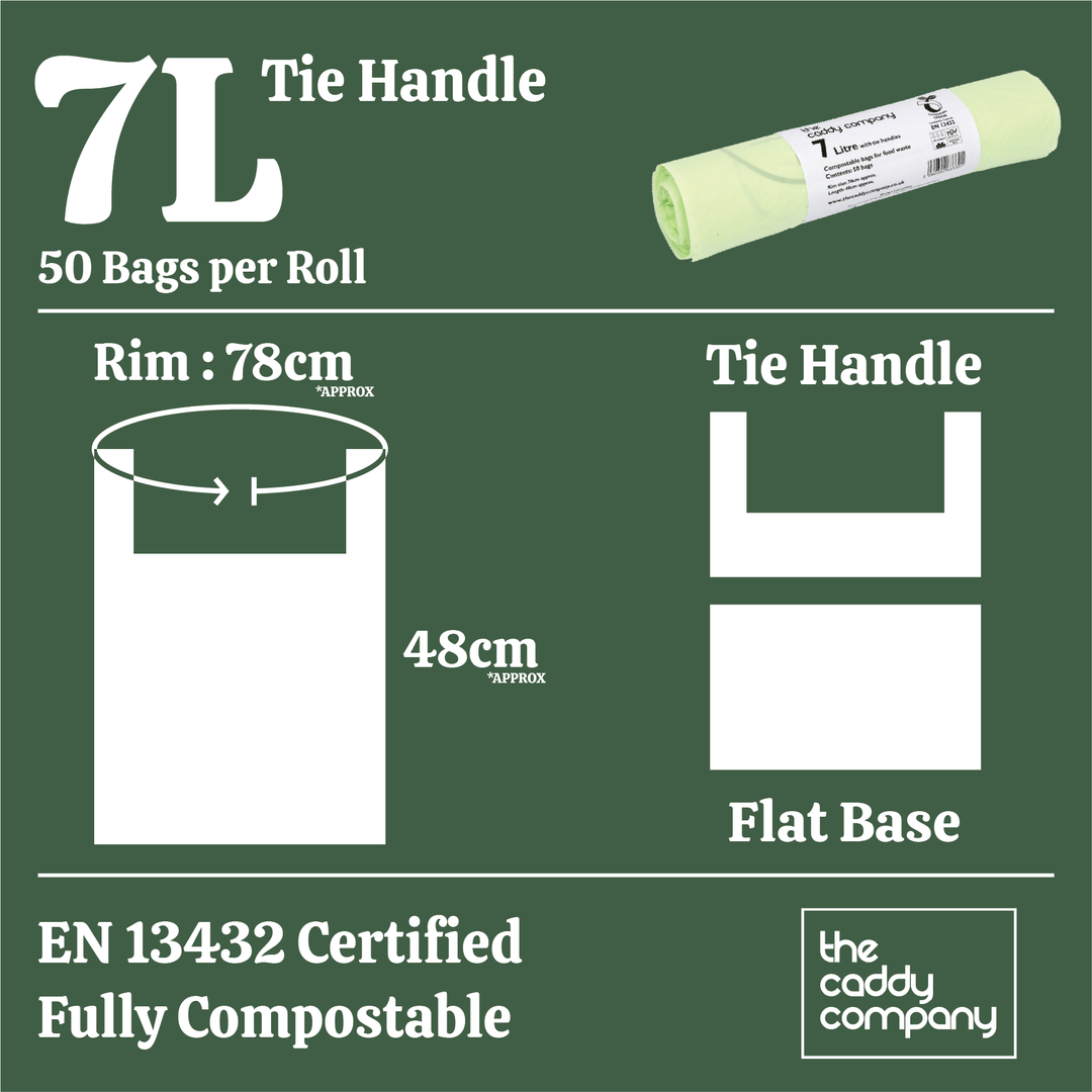 7L Caddy Company Tie Handle Compostable Kitchen Caddy Liners